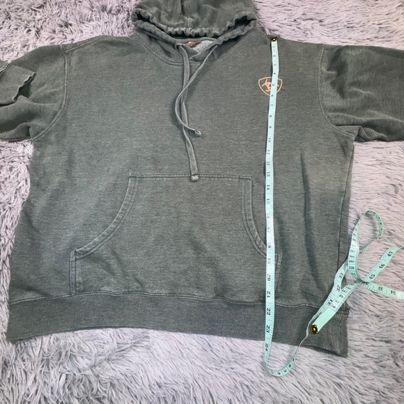 Ariat Hoodie Unisex Large Logo Sleeve Graphic Sweatshirt Hunter Green Western - Picture 7 of 12